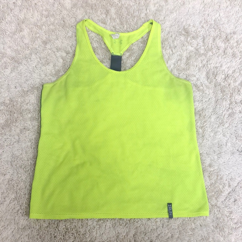 Under Armor Semi Fitted Mesh Neon Yellow Tank